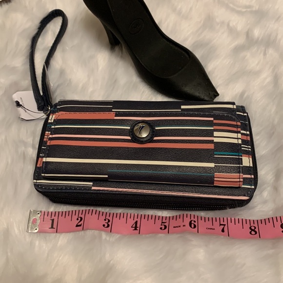NAUTICA Brown ribbon stripe Money Manager clutch wallet like new (162) - Picture 7 of 13